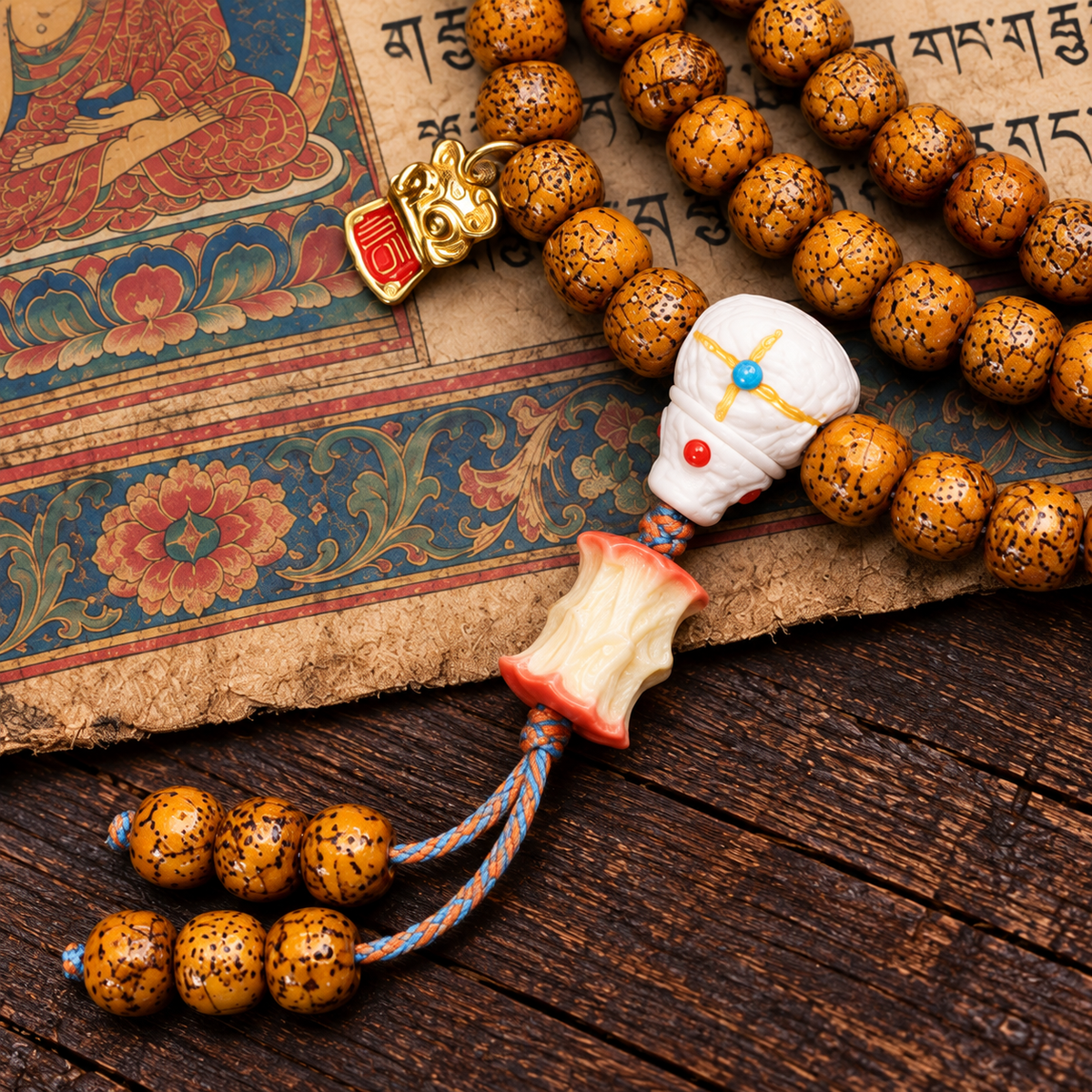 EverestArtstudios Gealterte Hainan-Xingyue-Bodhi-Mala, 108 Perlen