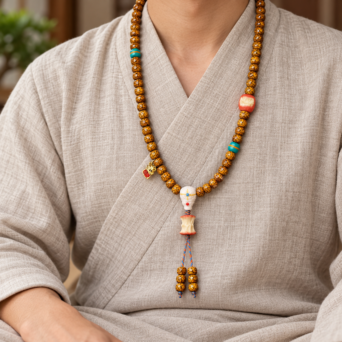 EverestArtstudios Gealterte Hainan-Xingyue-Bodhi-Mala, 108 Perlen