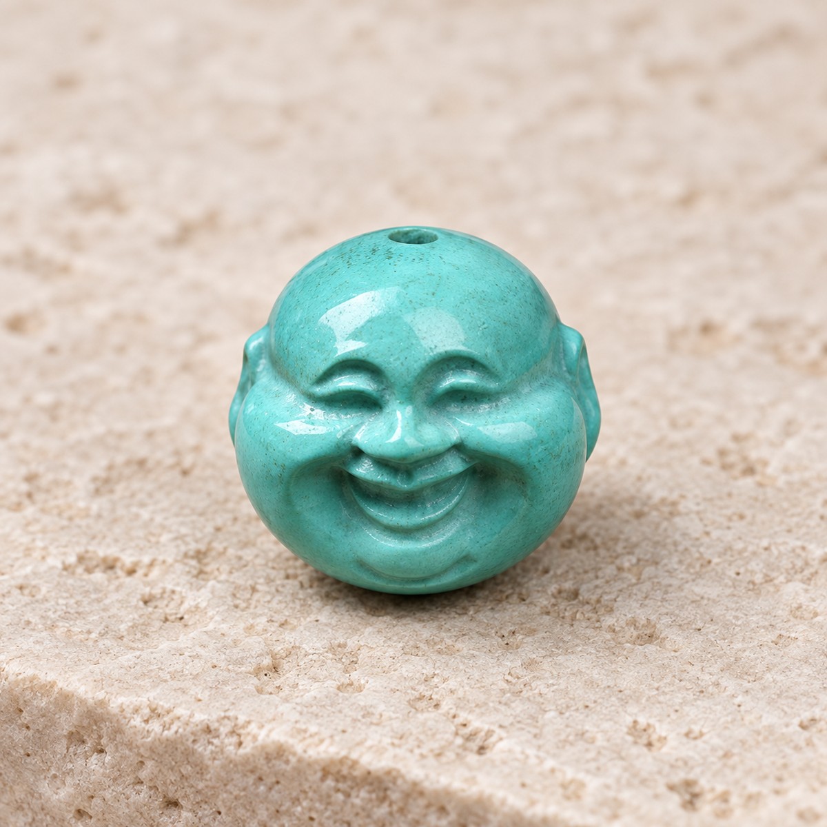 EverestArtstudios Hand-Carved Turquoise Buddha Head Mala Accessory — overall display