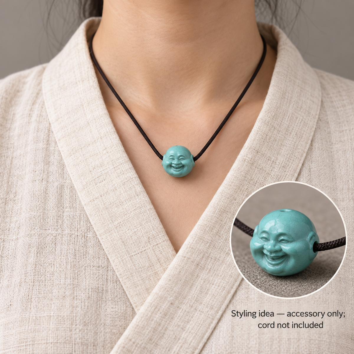Accesorio Mala cabeza de Buda en turquesa