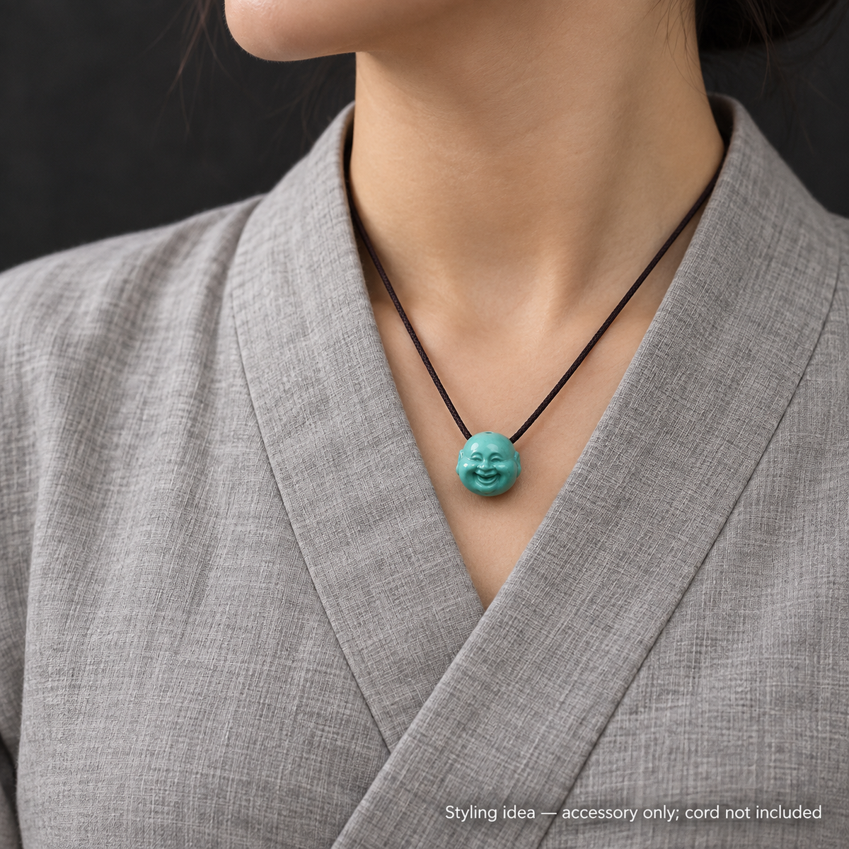 Accesorio Mala cabeza de Buda en turquesa