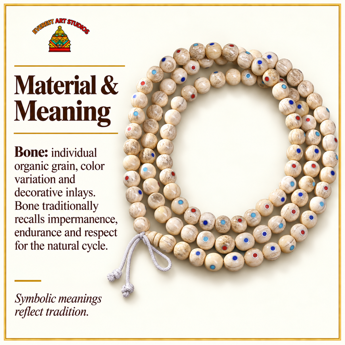 108 cuentas redondas de hueso para joyas – Material y simbolismo tradicional