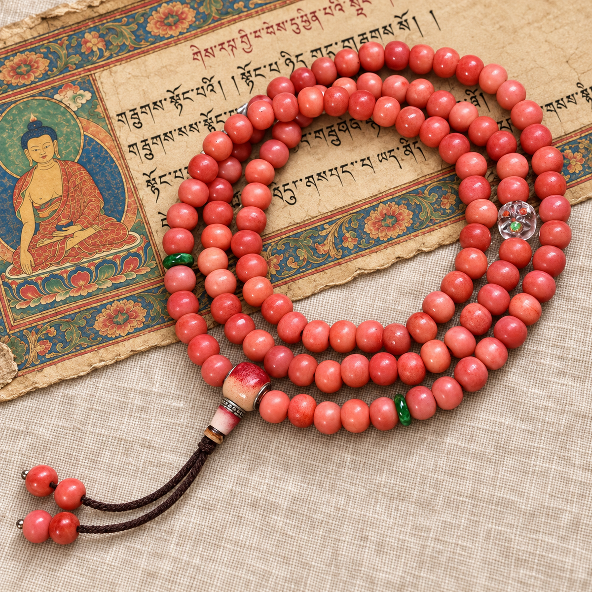 Mala os de chameau verre et perle Guru