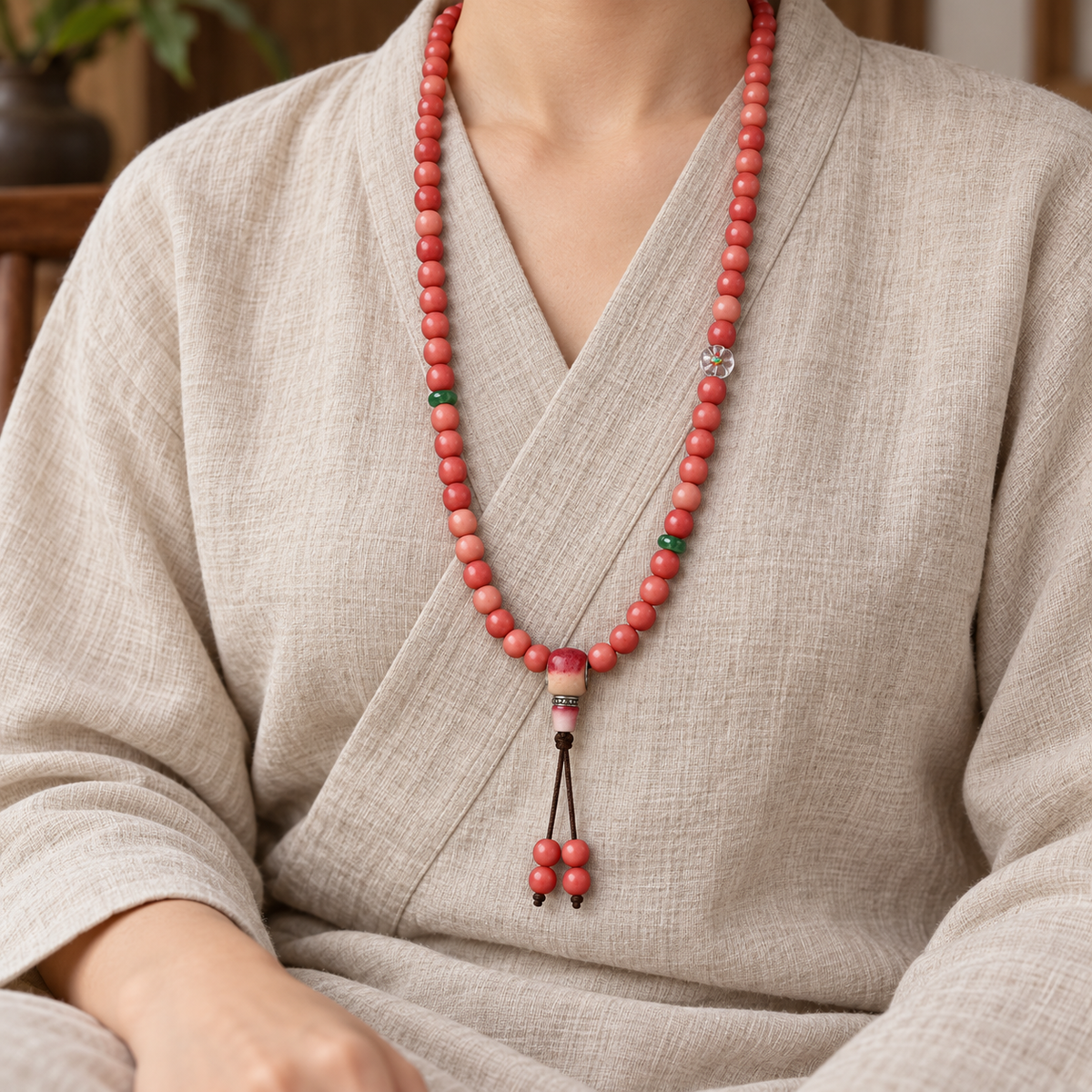 Mala os de chameau verre et perle Guru