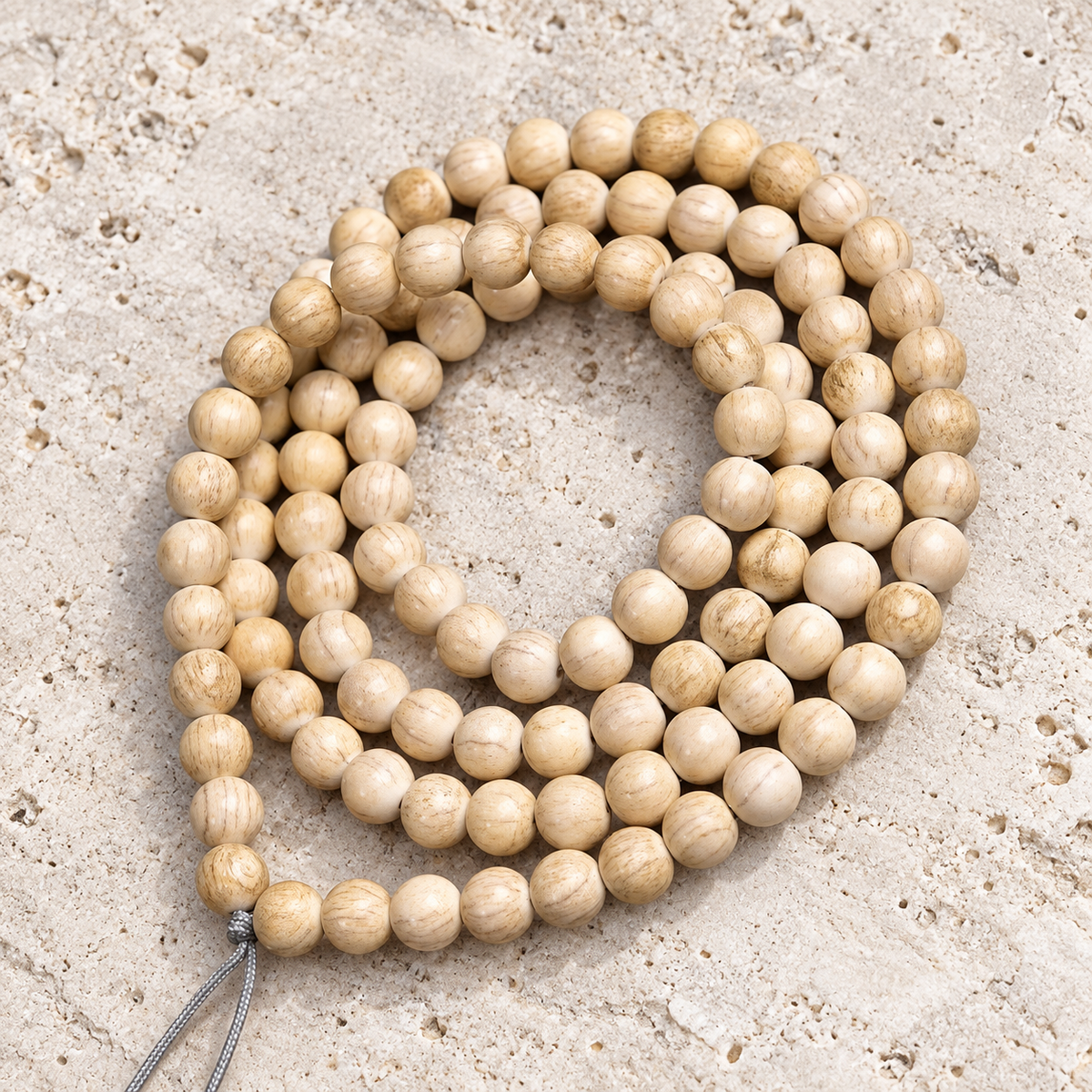 EverestArtstudios Aged Tibetan Camel Bone 108-Bead DIY Strand — overall display
