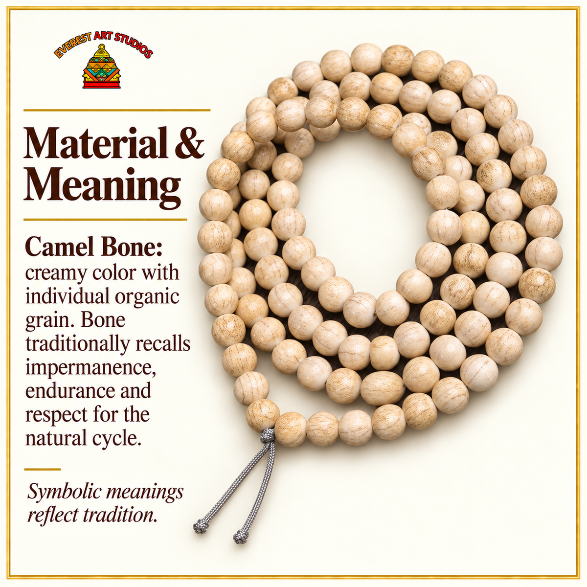 108 cuentas camello tibetano para joyas – Material y simbolismo tradicional