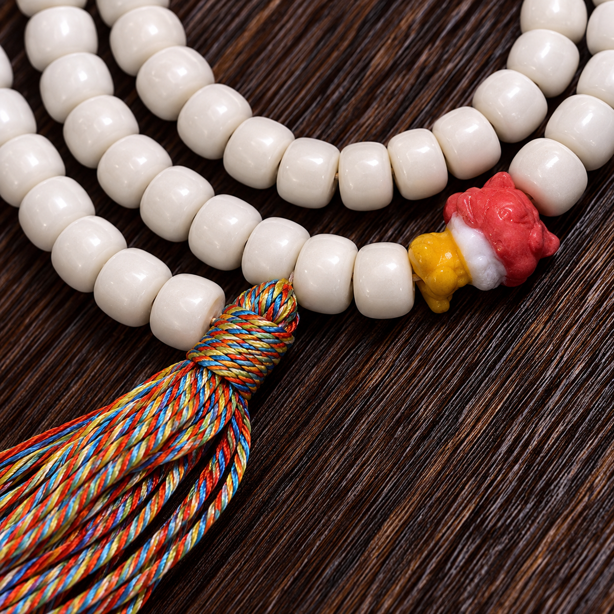 EverestArtstudios Yakknochen-Mala mit Geweihakzenten, 108 Perlen