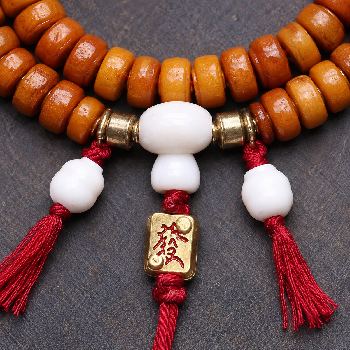 EverestArtstudios Knochen-Mala, 108 Perlen, Yakknochen/Glas