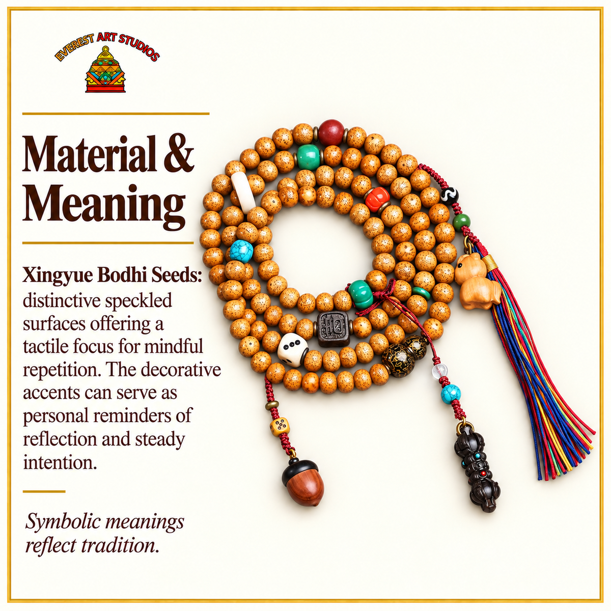 Mala 108 Bodhi Xingyue texturé 1.10 cm – Matière et symbolique traditionnelle