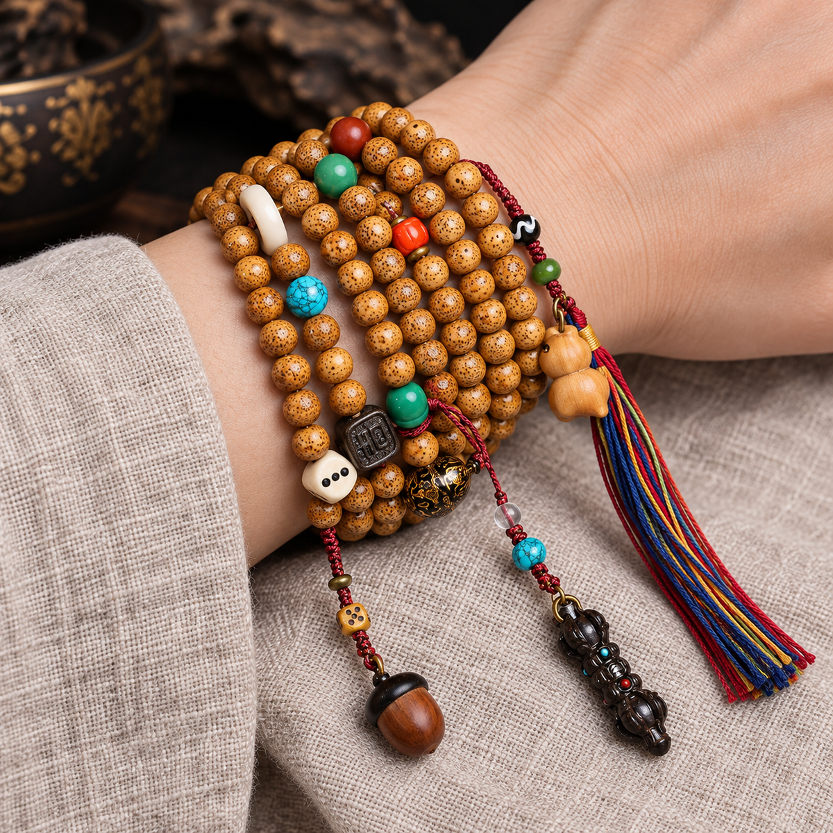Mala 108 Bodhi Xingyue texturé 1.10 cm