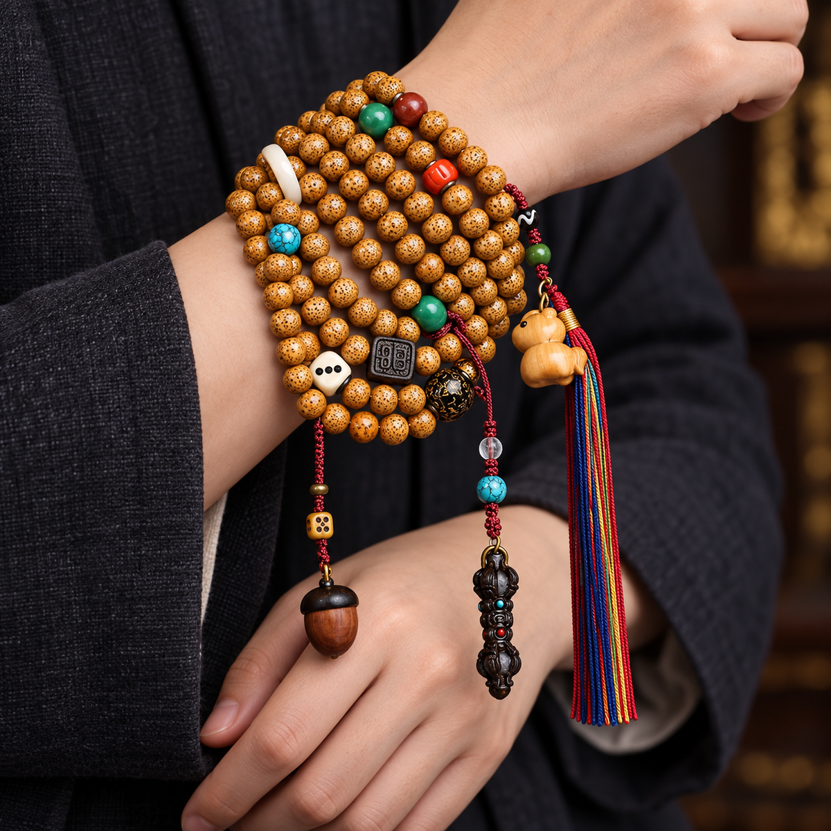 Mala 108 Bodhi Xingyue texturé 1.10 cm