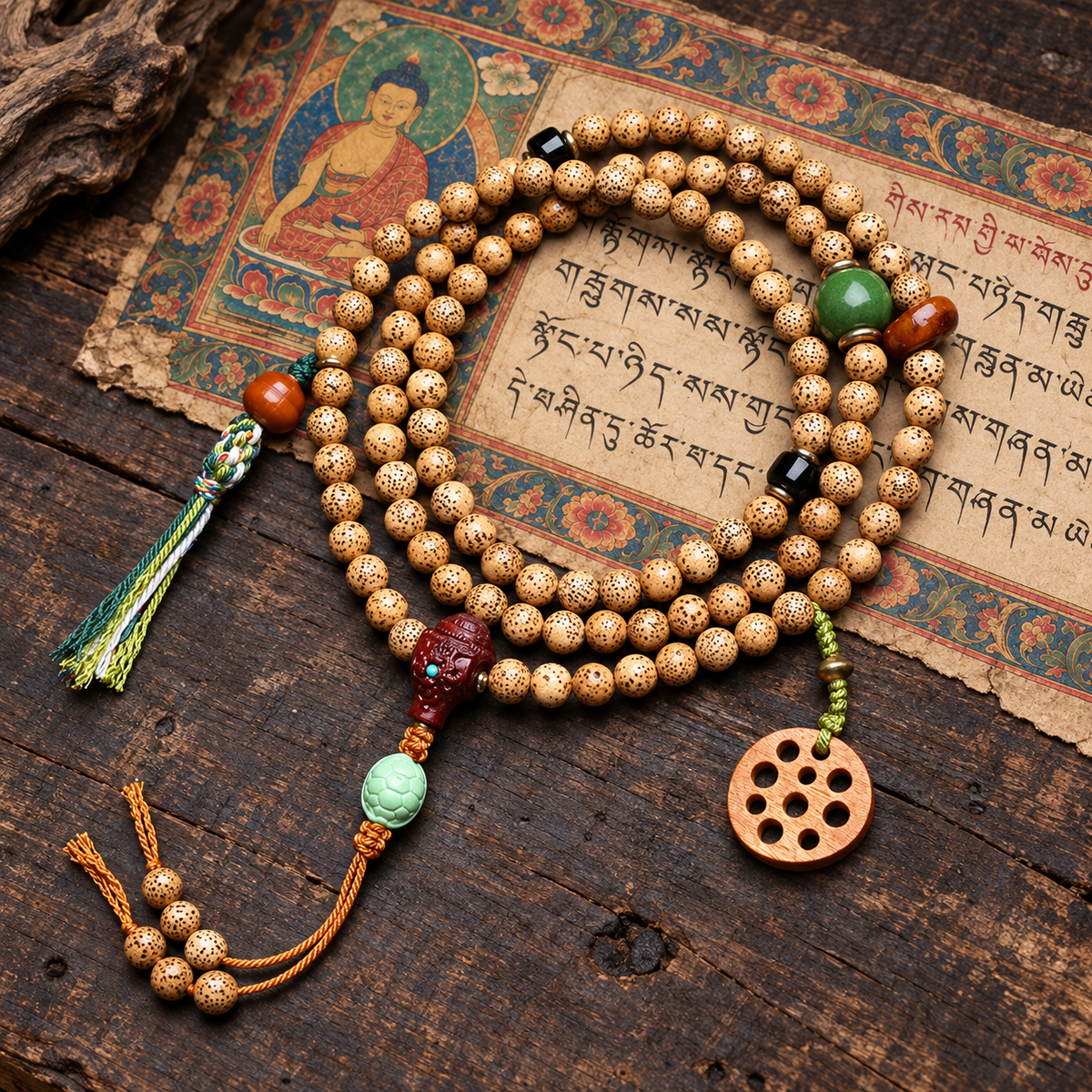 EverestArtstudios Xingyue-Bodhi-Mala, 108 Perlen, Sandelholz