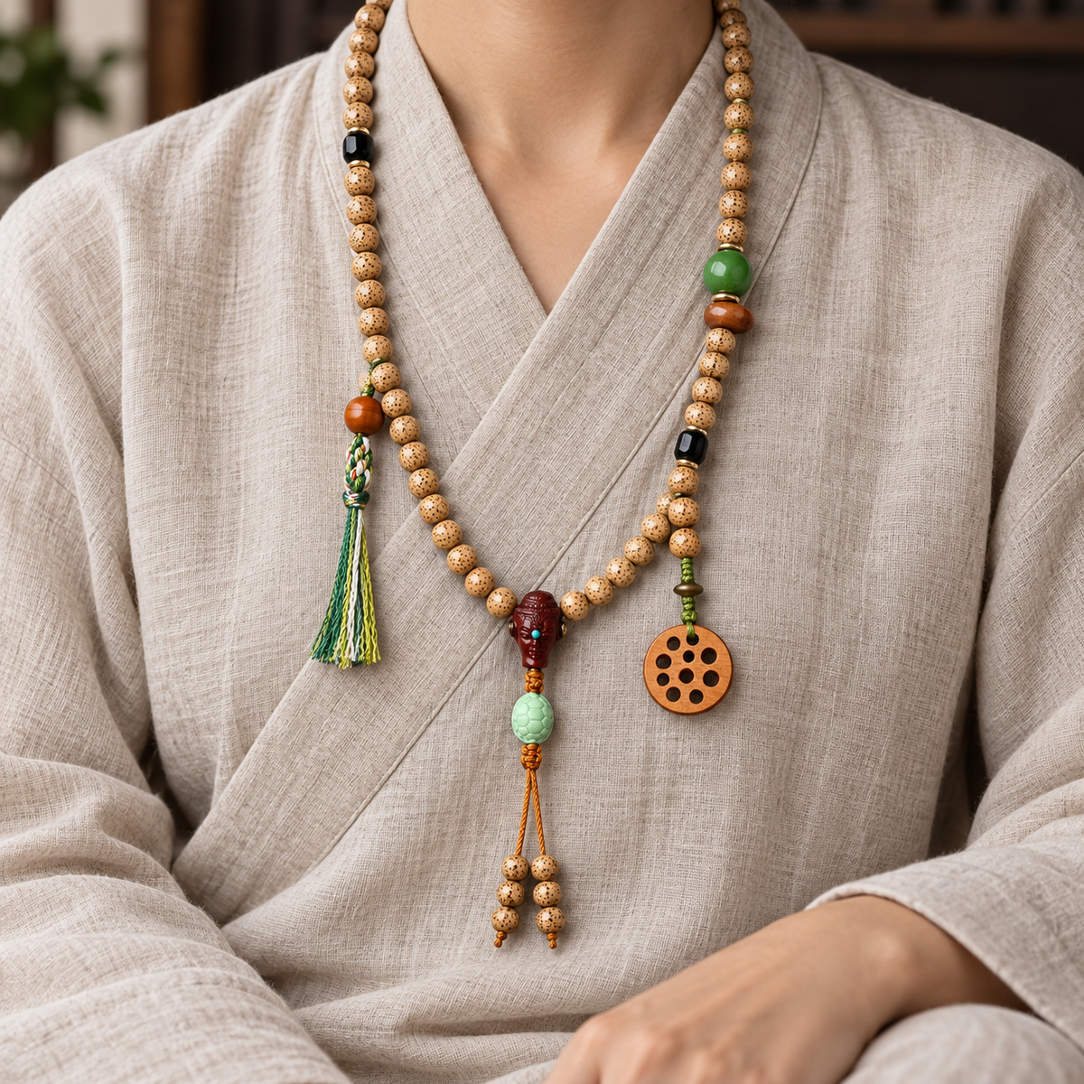 EverestArtstudios Xingyue-Bodhi-Mala, 108 Perlen, Sandelholz