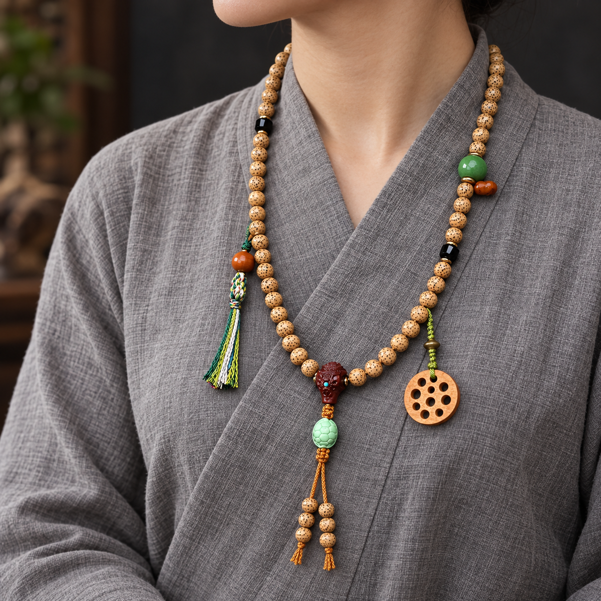 EverestArtstudios Xingyue-Bodhi-Mala, 108 Perlen, Sandelholz