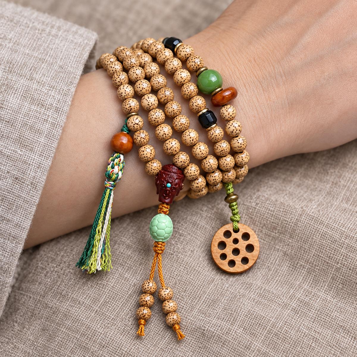 EverestArtstudios Xingyue-Bodhi-Mala, 108 Perlen, Sandelholz