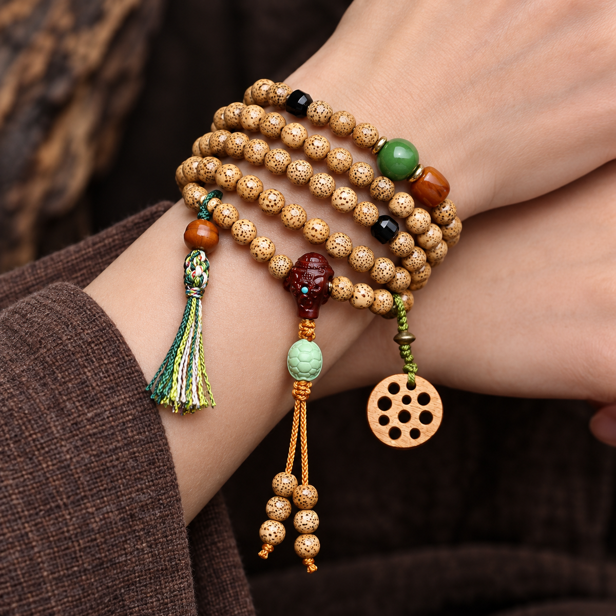 EverestArtstudios Xingyue-Bodhi-Mala, 108 Perlen, Sandelholz