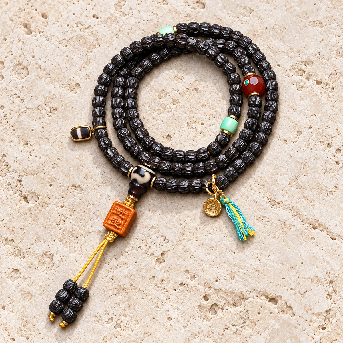 Perles de prière noix de coco agate