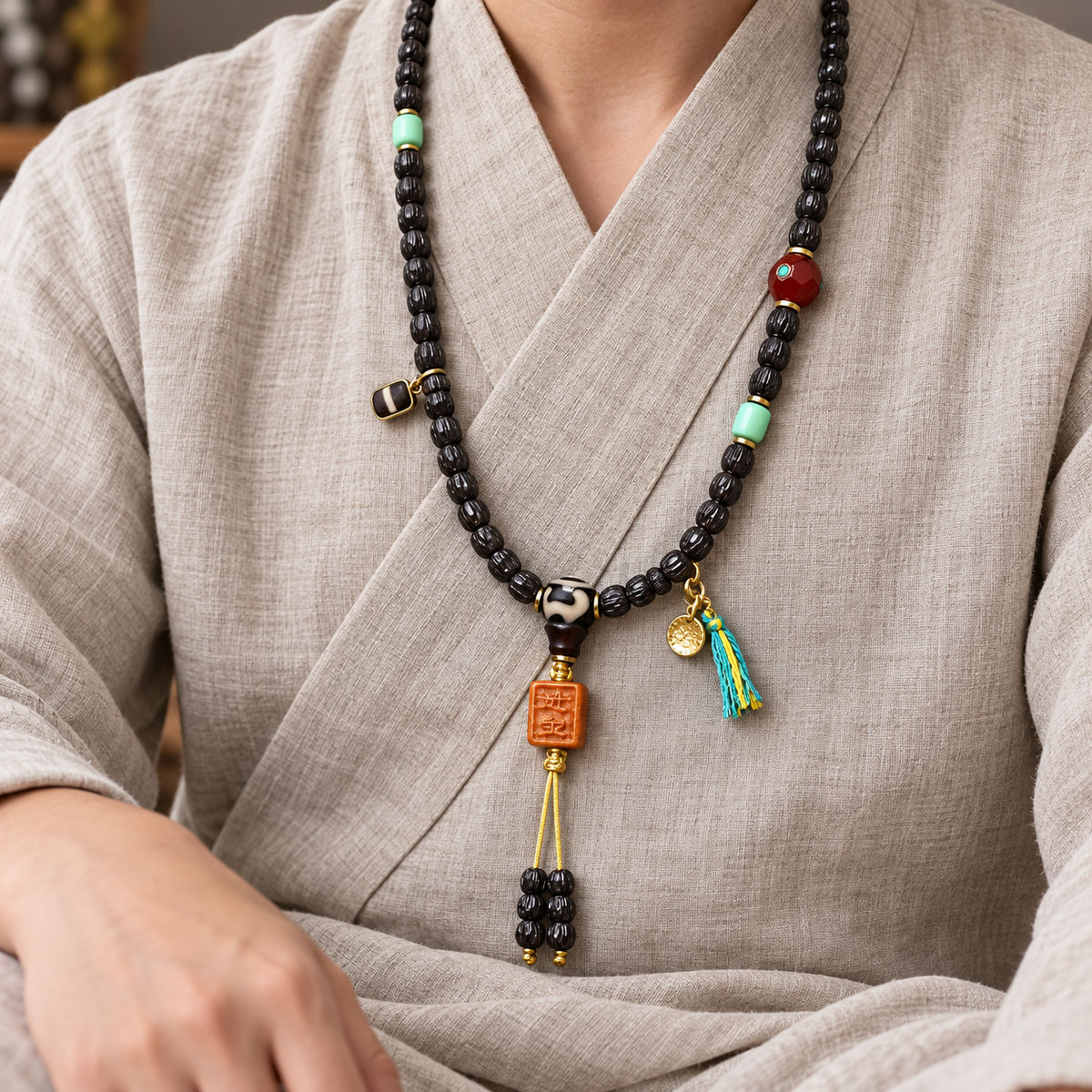 Perles de prière noix de coco agate