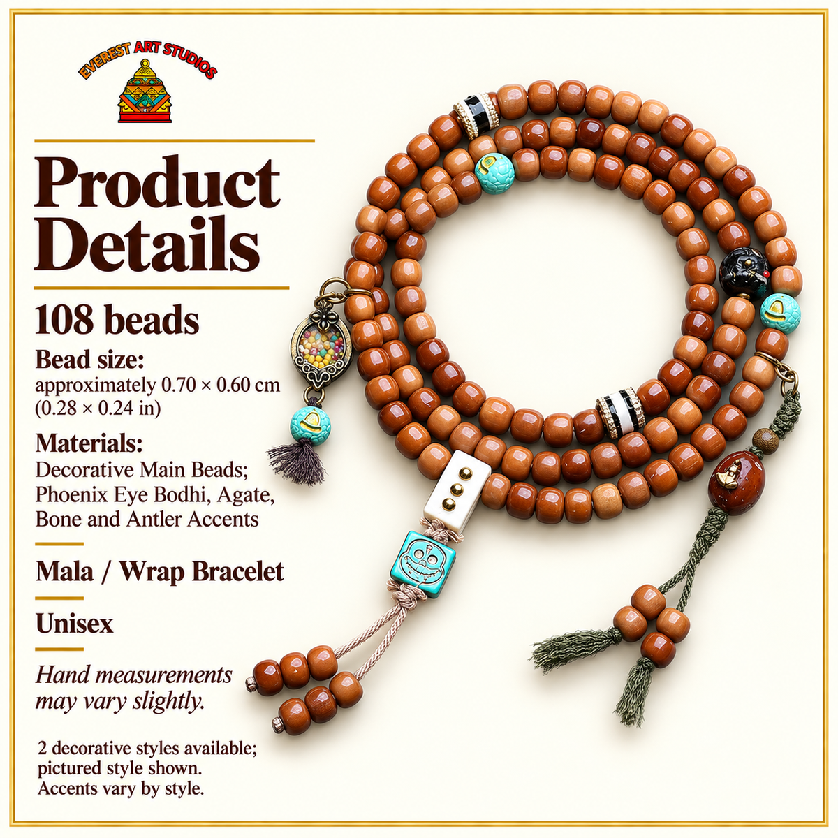 Mala 108 détails Bodhi œil de phénix