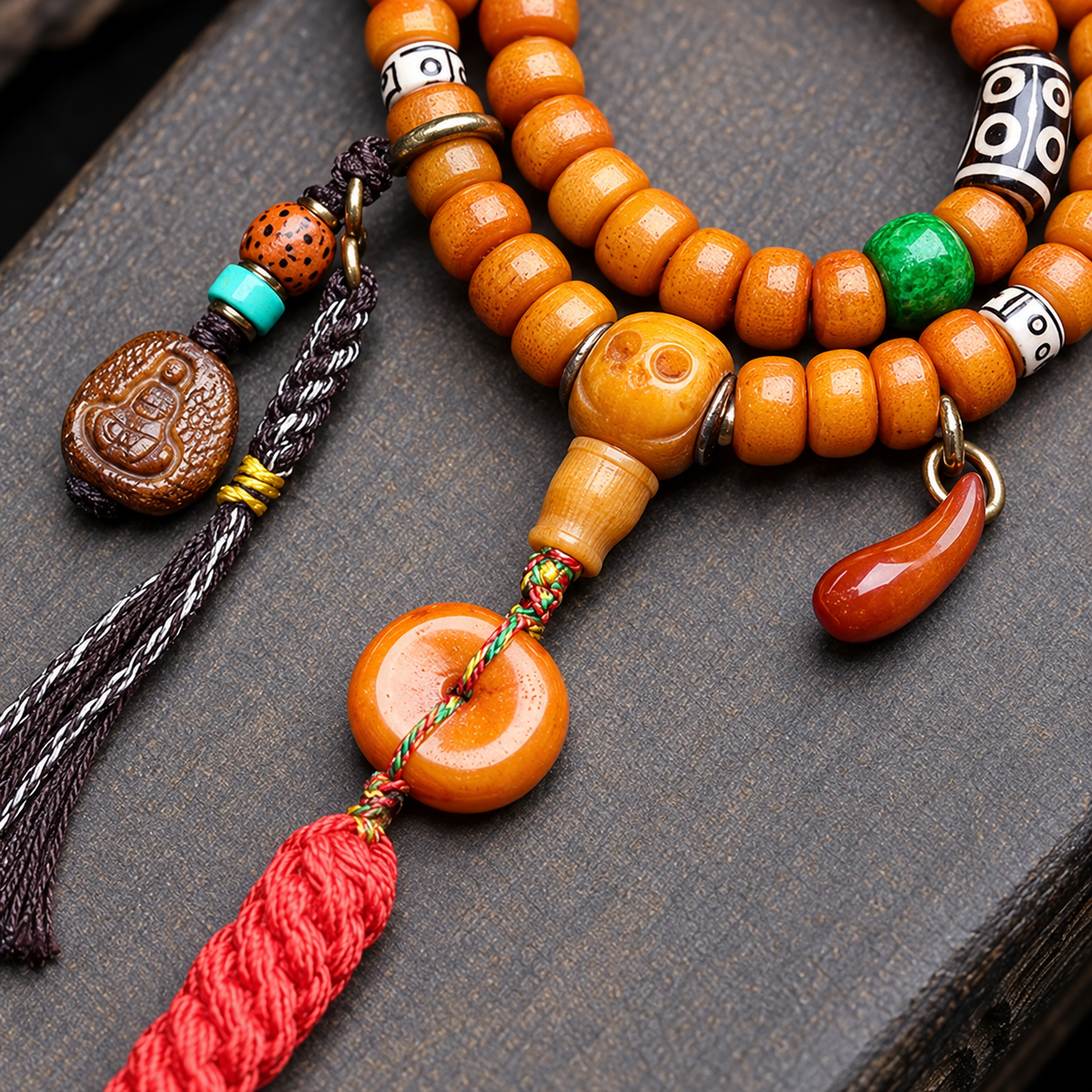 EverestArtstudios Yakknochen-Mala, 108 Perlen, vier Stile