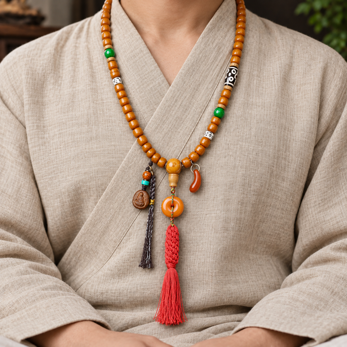 EverestArtstudios Yakknochen-Mala, 108 Perlen, vier Stile