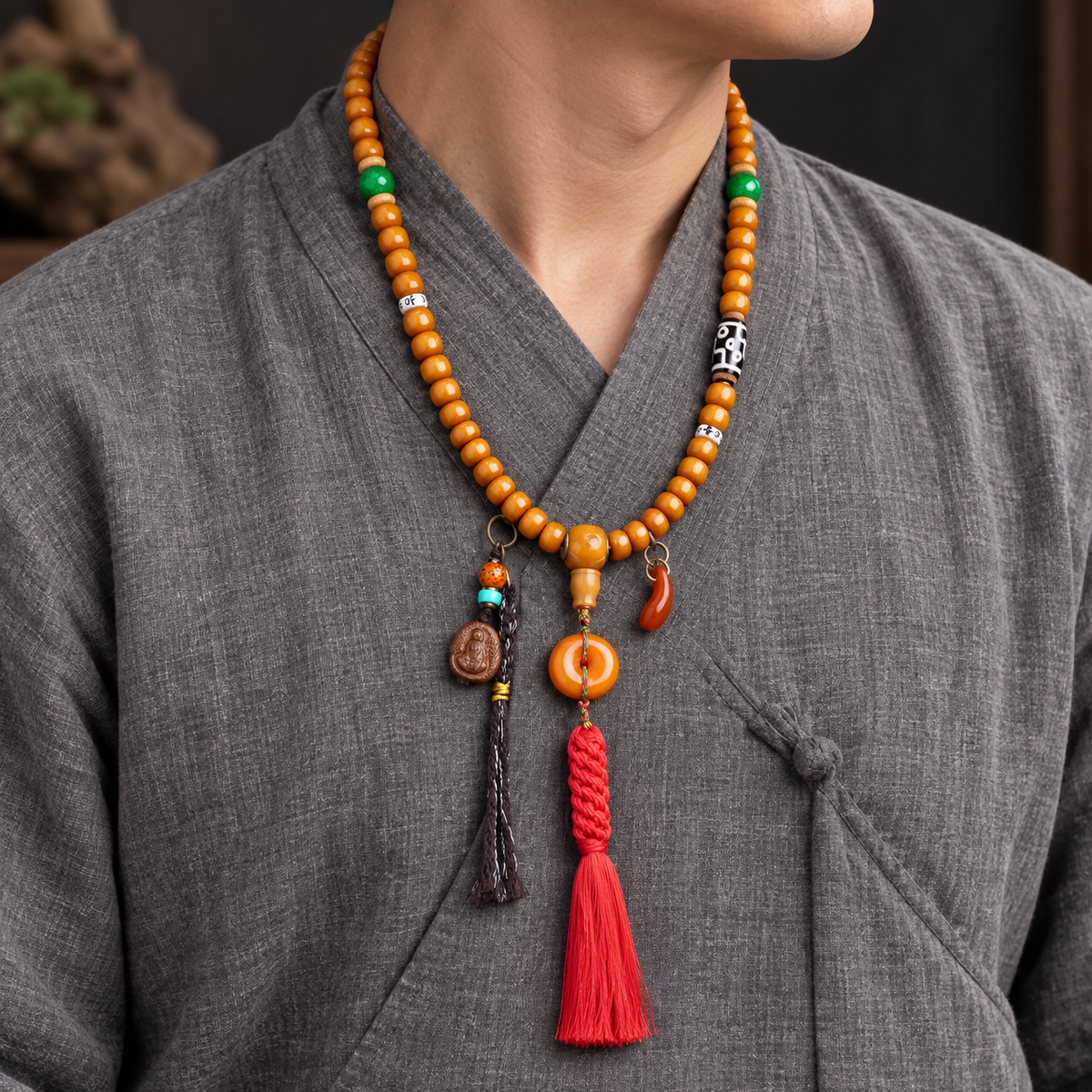 EverestArtstudios Yakknochen-Mala, 108 Perlen, vier Stile