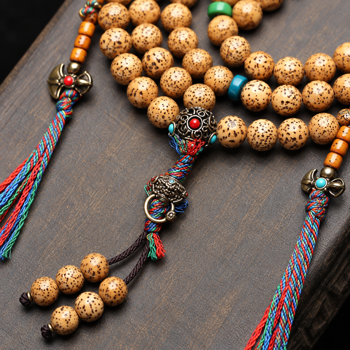 Mala 108 Bodhi Xingyue con coral y hueso yak