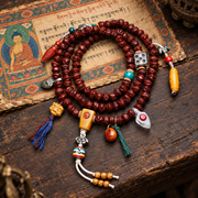 Mala de 108 cuentas de semillas Bodhi con estilo Dzi y motivo Vajra