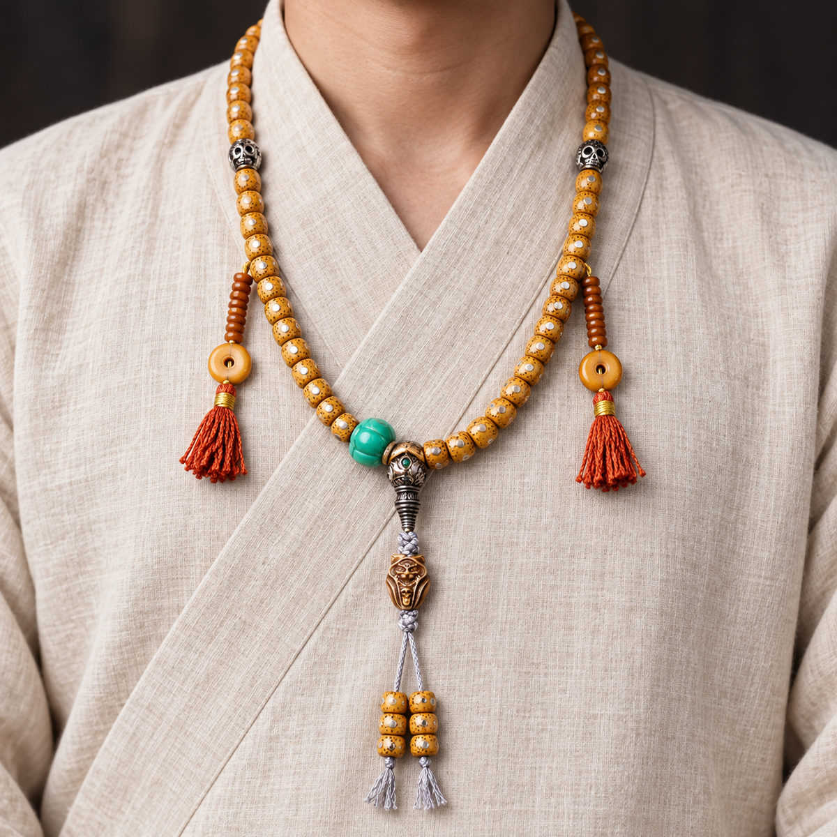 EverestArtstudios Xingyue-Bodhi-Mala, 108 Perlen, Knochen