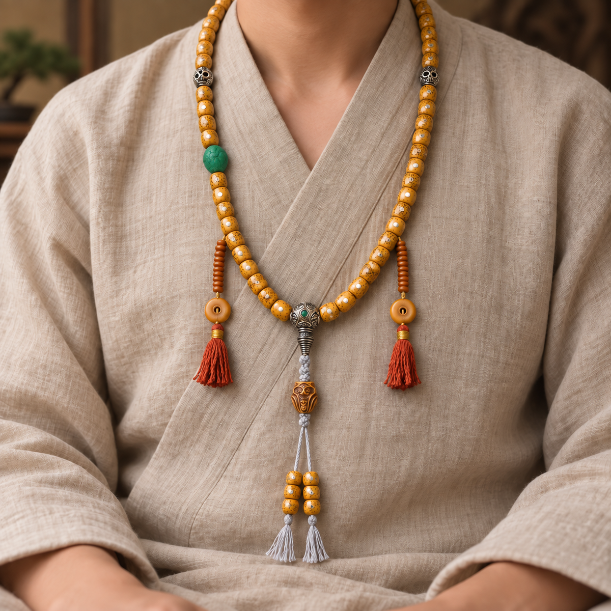 EverestArtstudios Xingyue-Bodhi-Mala, 108 Perlen, Knochen