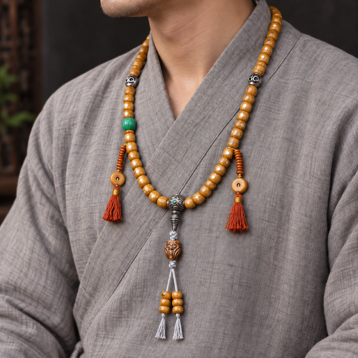 EverestArtstudios Xingyue-Bodhi-Mala, 108 Perlen, Knochen