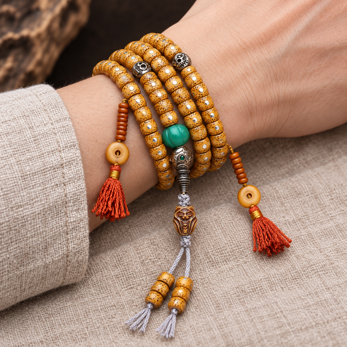 EverestArtstudios Xingyue-Bodhi-Mala, 108 Perlen, Knochen