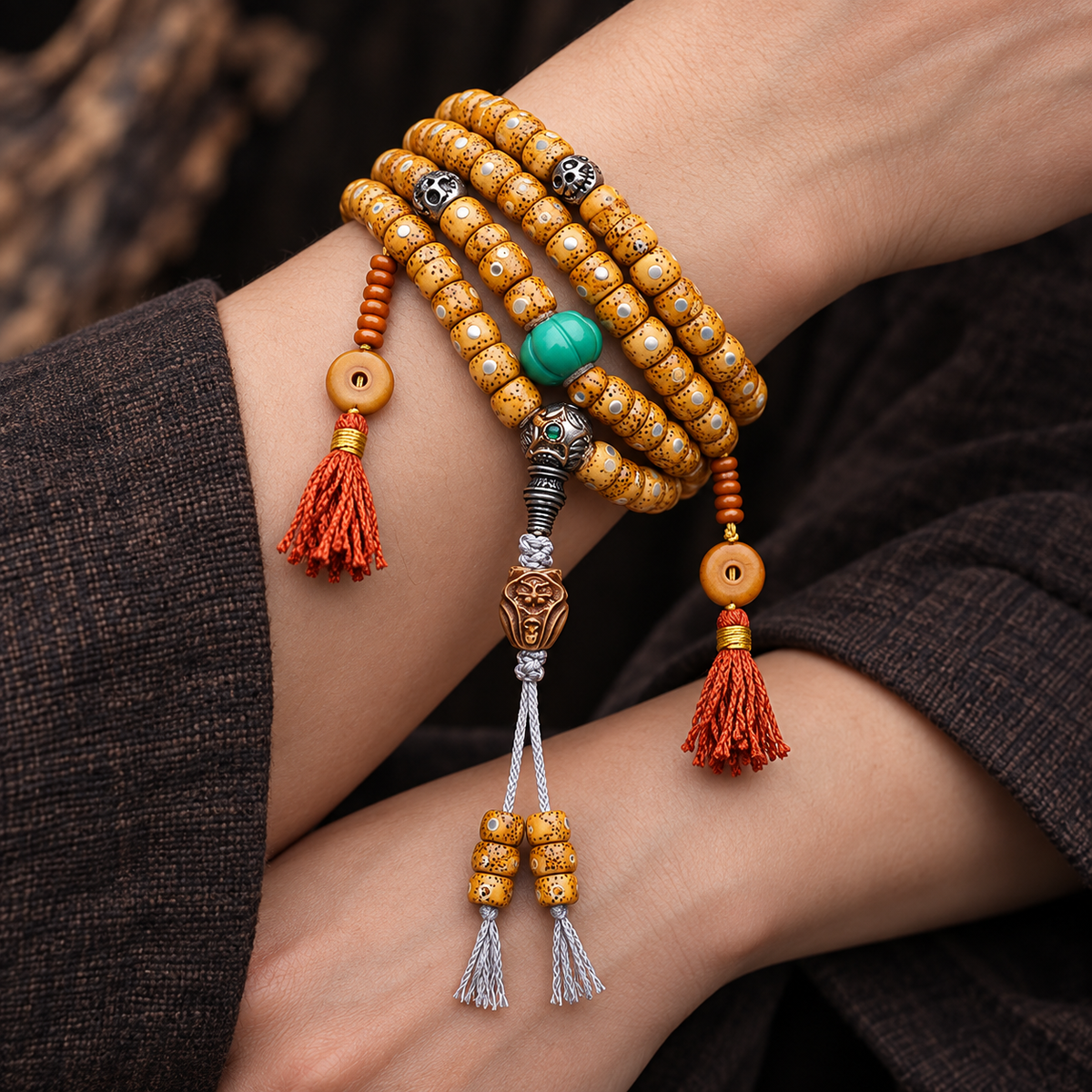 EverestArtstudios Xingyue-Bodhi-Mala, 108 Perlen, Knochen