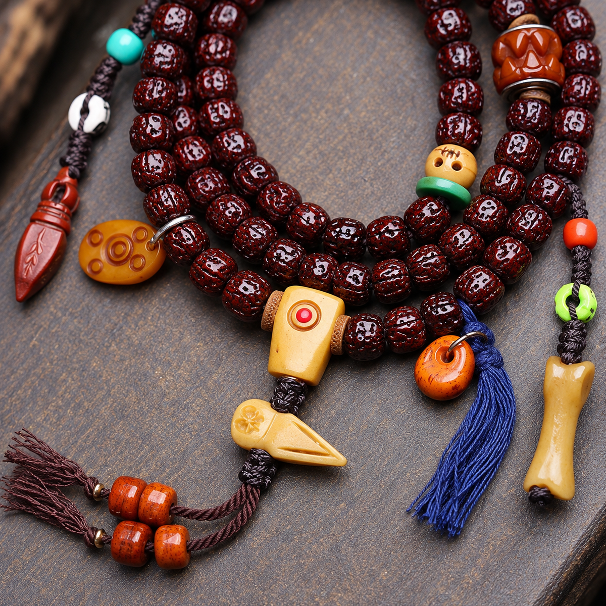 Mala 108 Bodhi Vajra détails en os