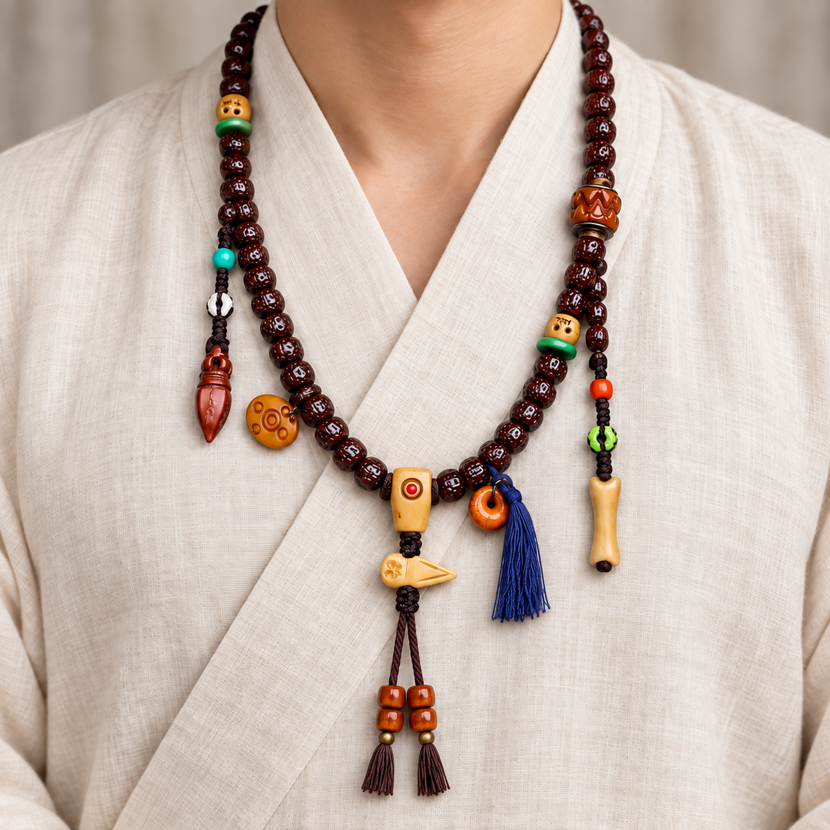 Mala 108 Bodhi Vajra détails en os