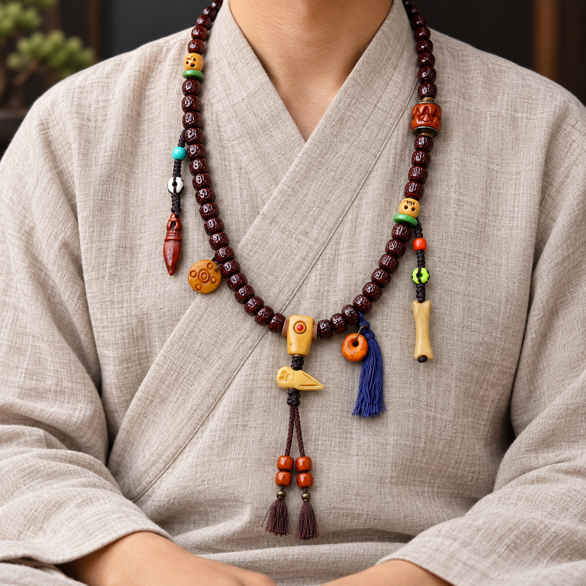 Mala 108 Bodhi Vajra détails en os