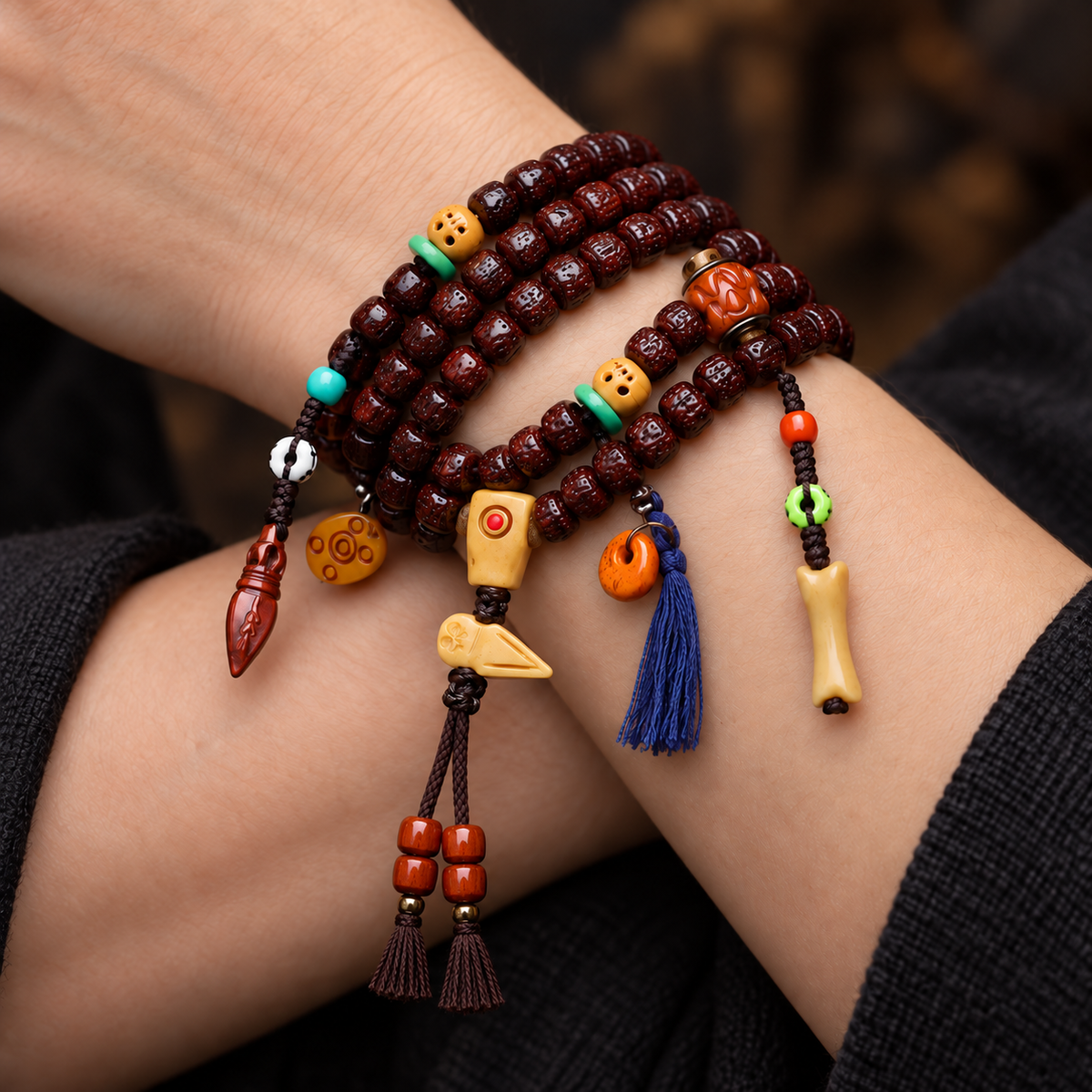 Mala 108 Bodhi Vajra détails en os