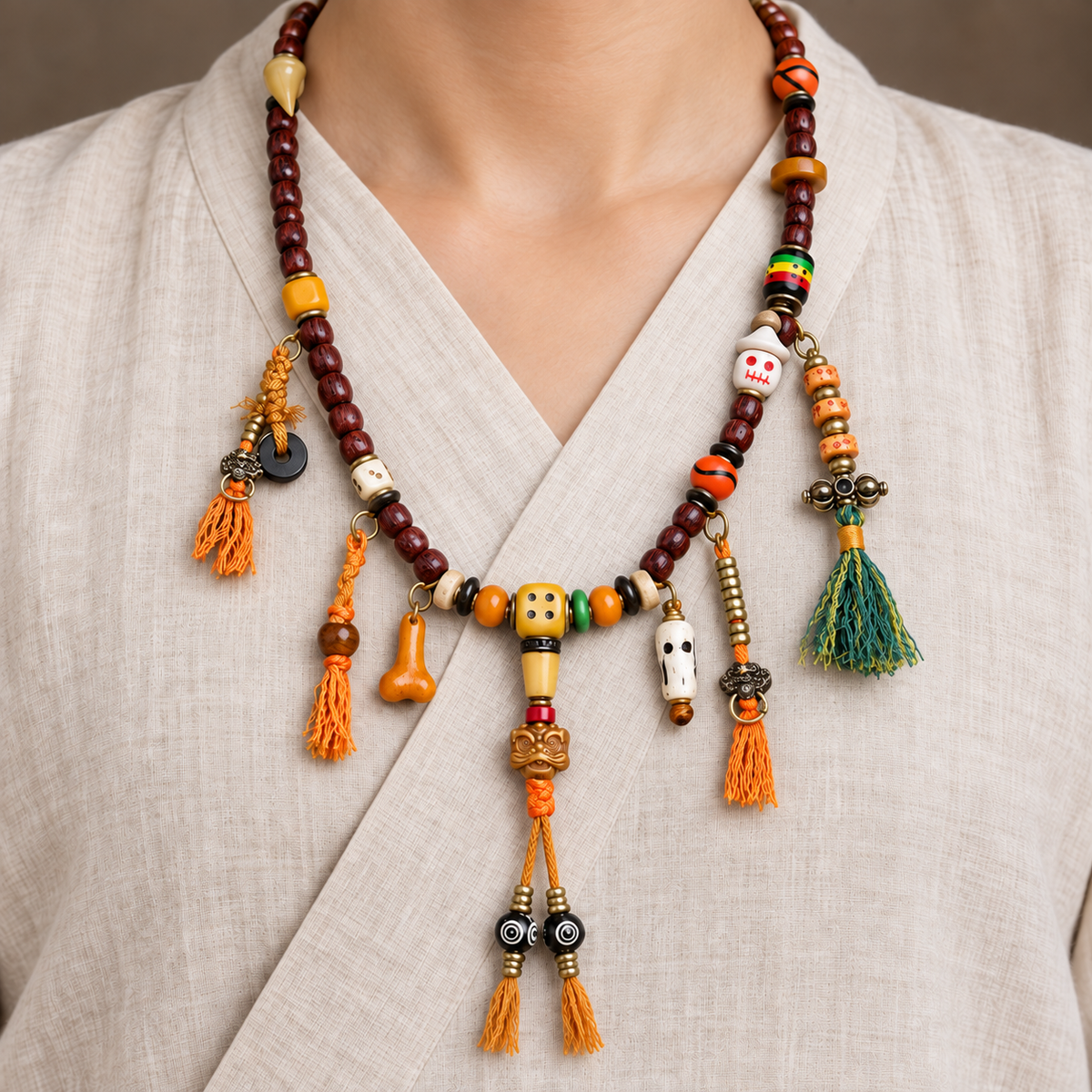 EverestArtstudios Bodhi-Samen-Mala, 108 Perlen, Pixiu/Vajra