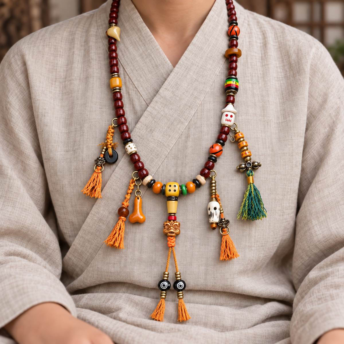 EverestArtstudios Bodhi-Samen-Mala, 108 Perlen, Pixiu/Vajra
