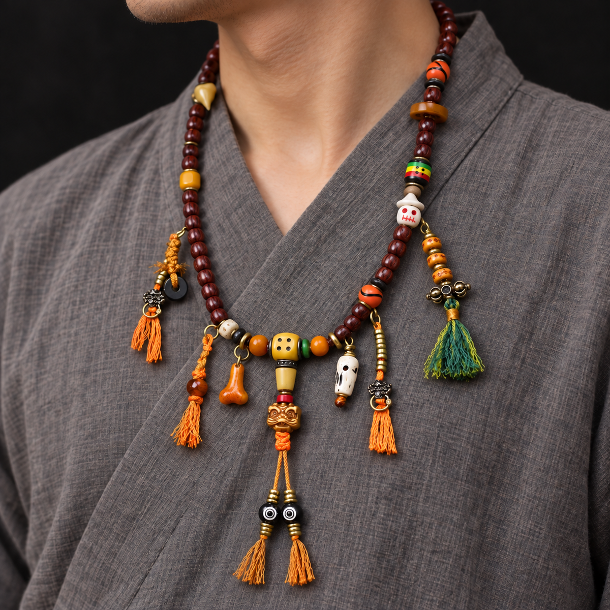 EverestArtstudios Bodhi-Samen-Mala, 108 Perlen, Pixiu/Vajra