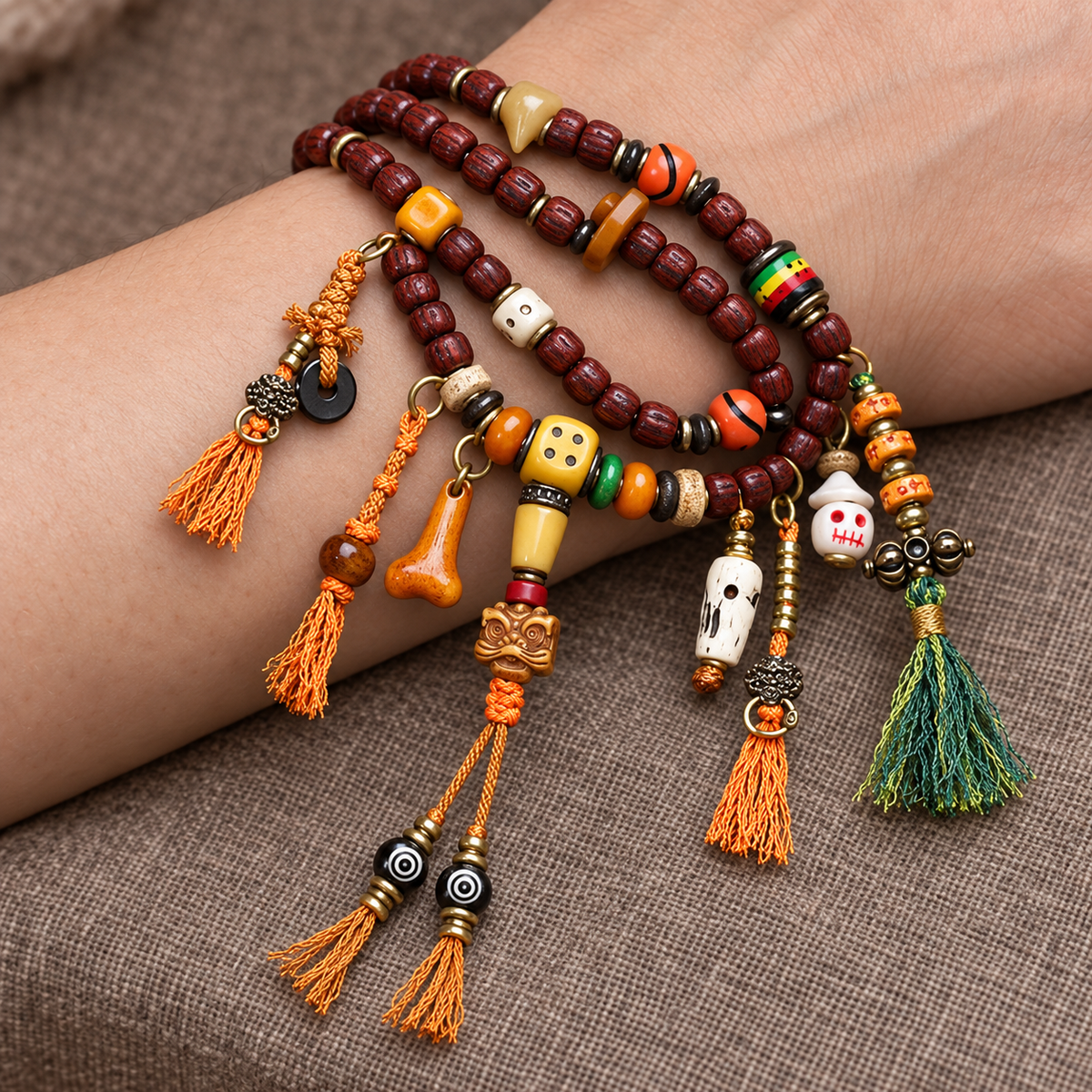 EverestArtstudios Bodhi-Samen-Mala, 108 Perlen, Pixiu/Vajra