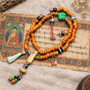 EverestArtstudios Knochen-Mala, 108 Perlen, Kamelknochen/Achat