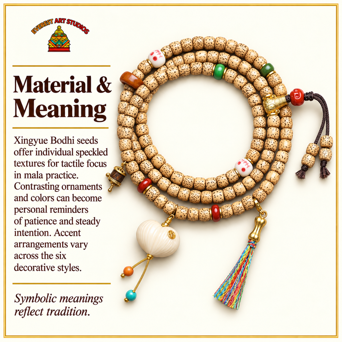 Mala 108 Bodhi Xingyue 6 modèles – Matière et symbolique traditionnelle