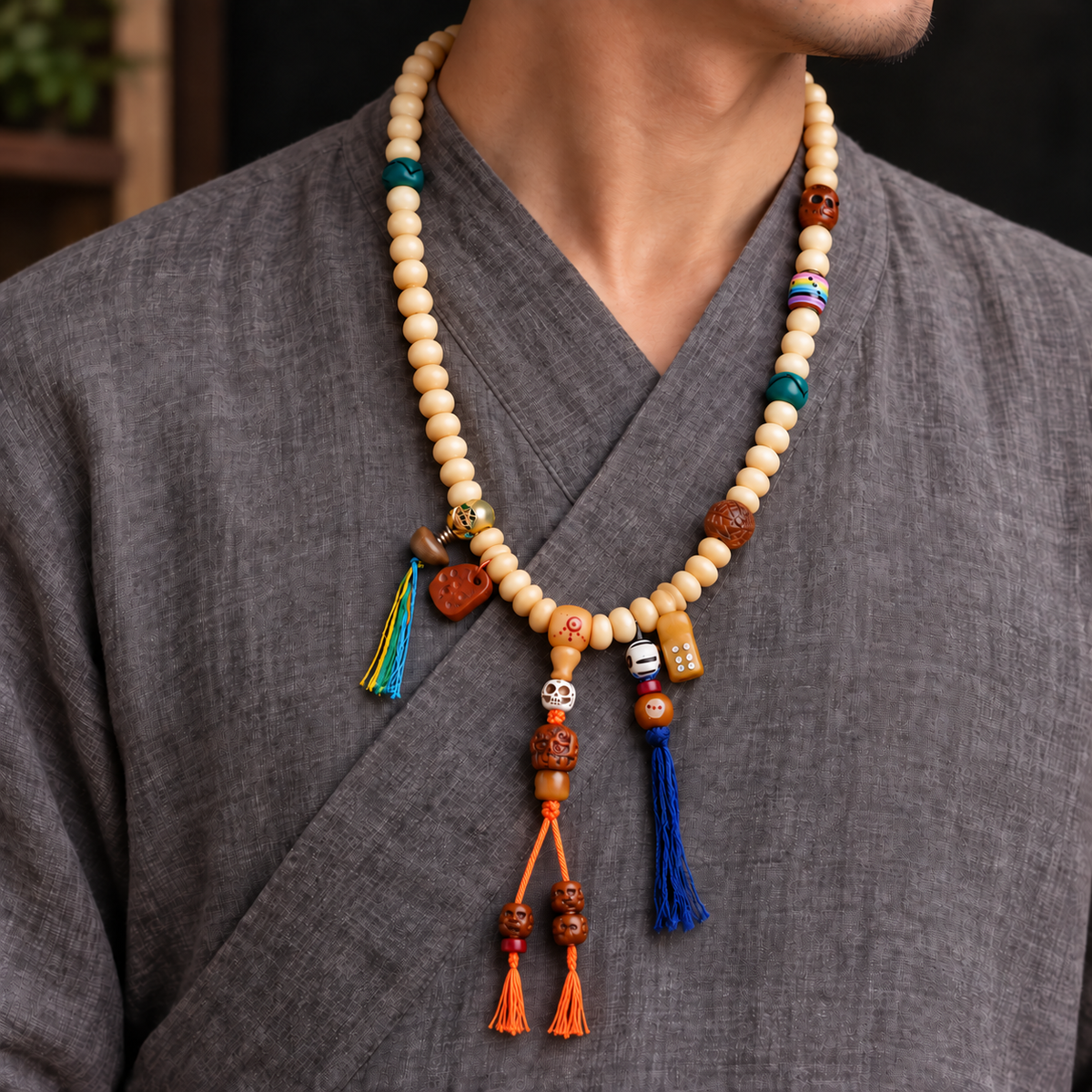 EverestArtstudios Kamelknochen-Mala, Goldfarbe/Yakknochen