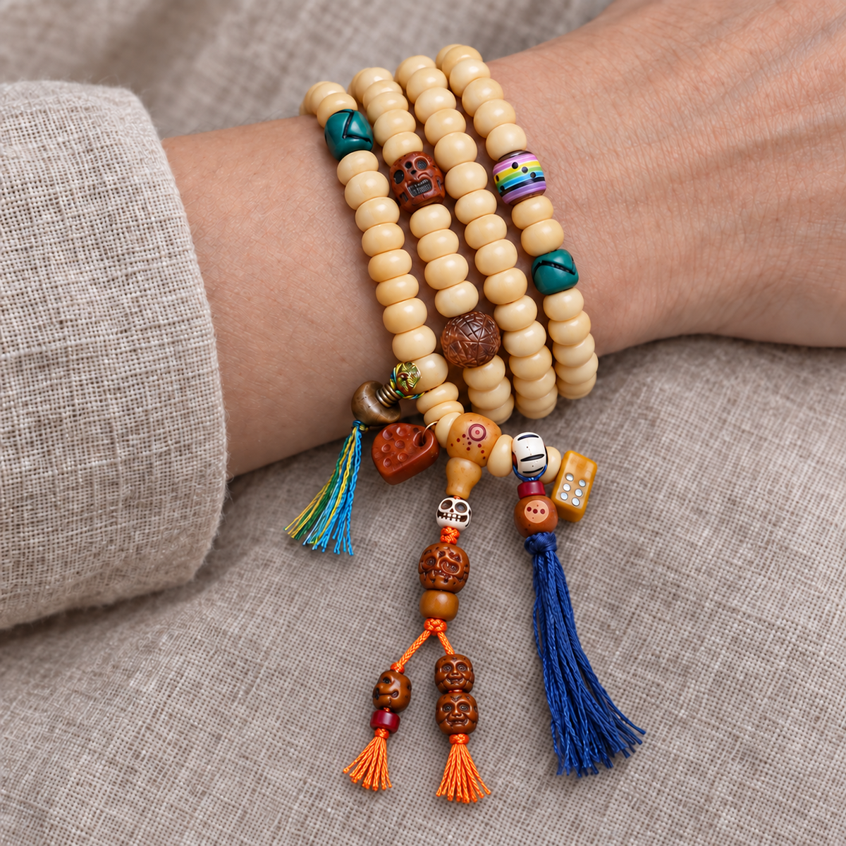 EverestArtstudios Kamelknochen-Mala, Goldfarbe/Yakknochen