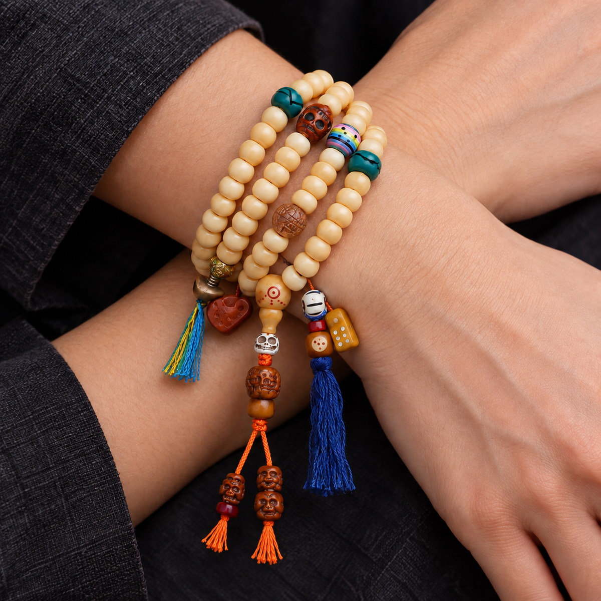 EverestArtstudios Kamelknochen-Mala, Goldfarbe/Yakknochen