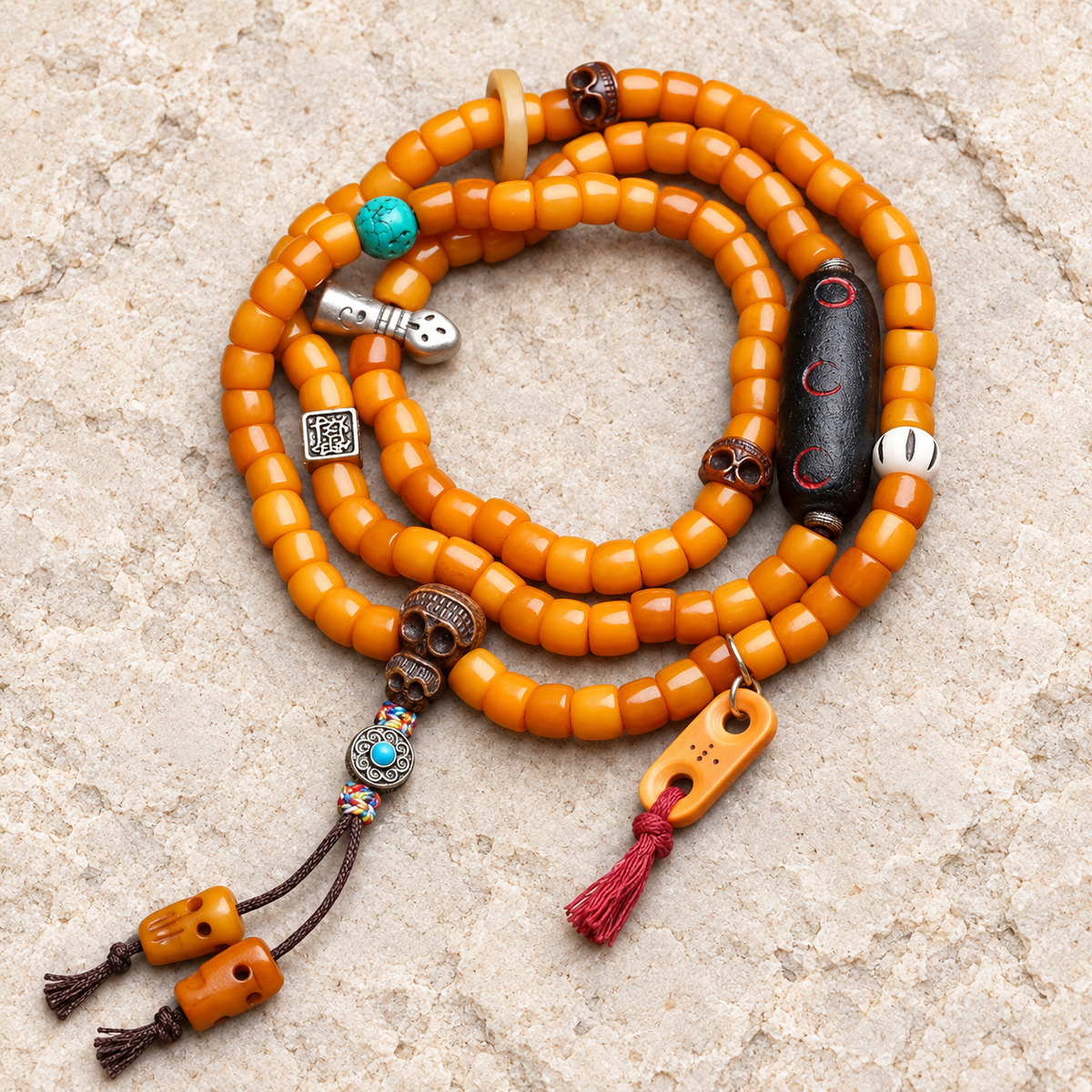EverestArtstudios Knochen-Mala, Yakknochen-Schnitzdetails