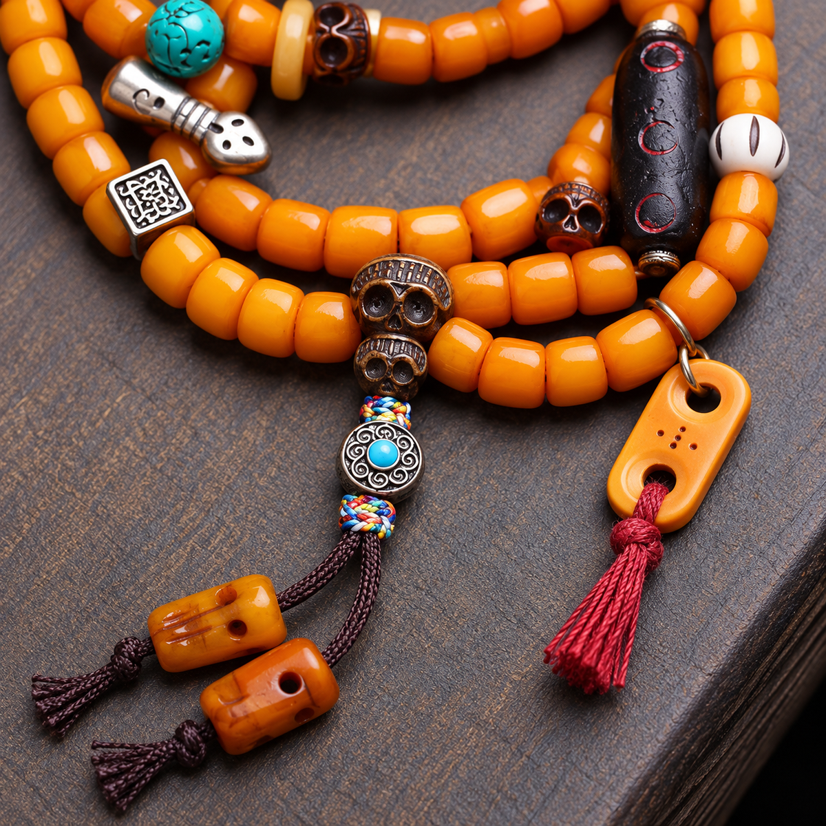 EverestArtstudios Knochen-Mala, Yakknochen-Schnitzdetails