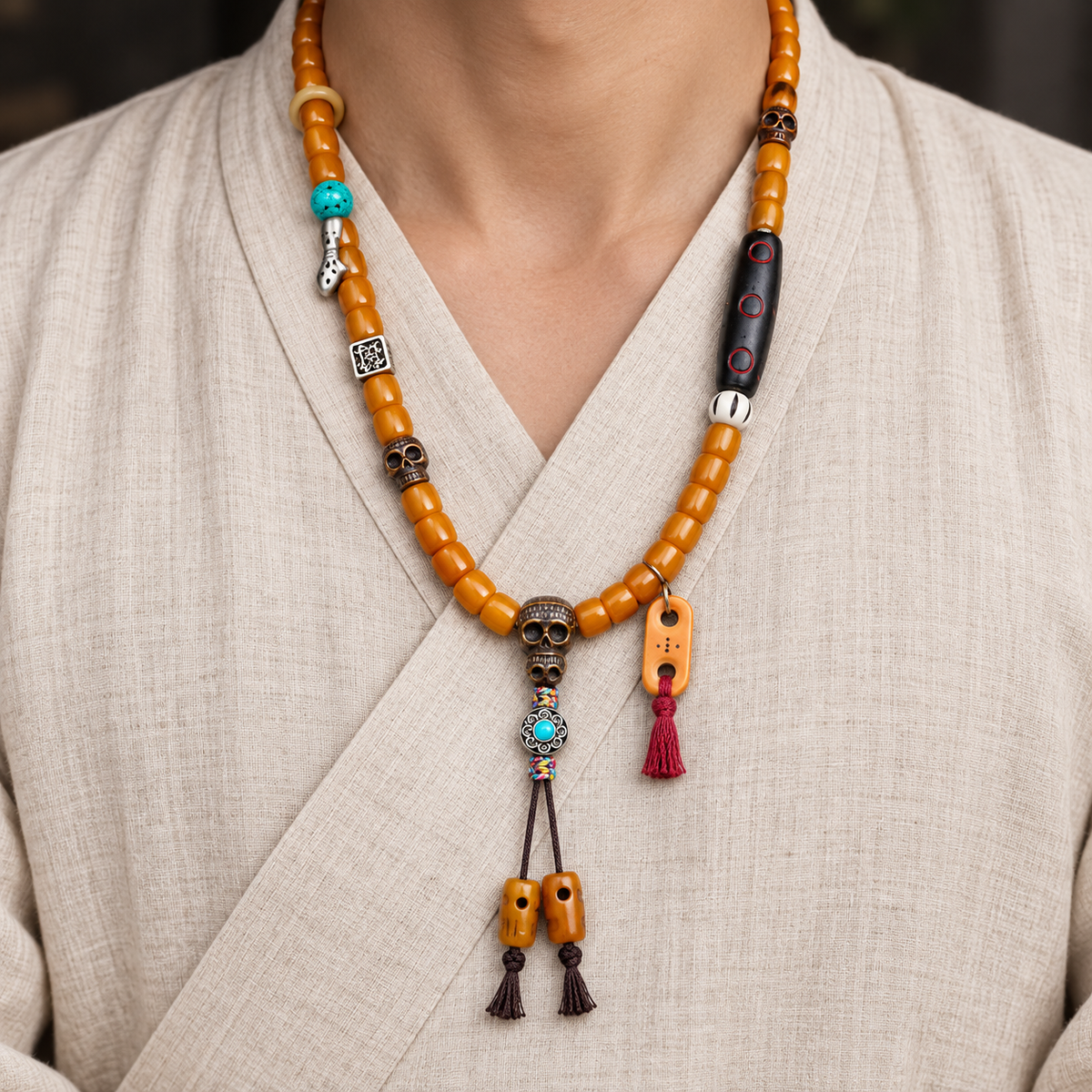 EverestArtstudios Knochen-Mala, Yakknochen-Schnitzdetails
