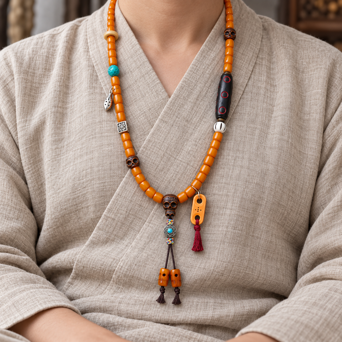 EverestArtstudios Knochen-Mala, Yakknochen-Schnitzdetails